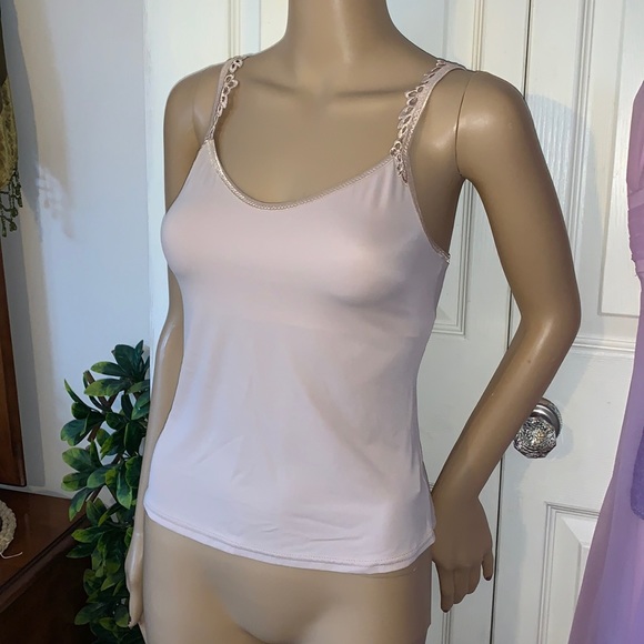 HANA Nude skin tone hidden shelf bra cami slip tank top M - Picture 6 of 10